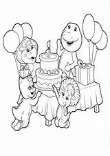Coloring Pages Barney Birthday Printable Friends Kids Happy Popular Cartoon sketch template