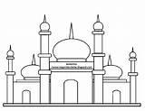 Mewarnai Masjid Sketsa Mudah Menggambar Pemandangan Gampang Idul Fitri Selamat Yg sketch template
