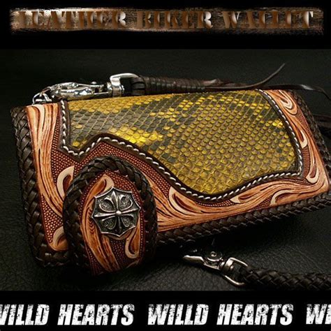 leather biker wallet pattern biker walletpythoncarving wallet