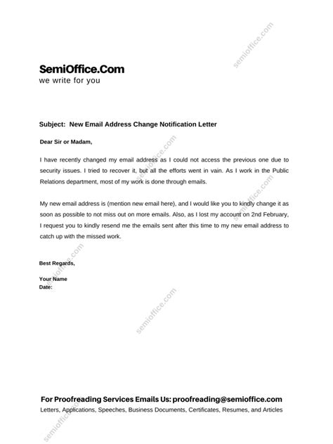 email address change notification letter semiofficecom