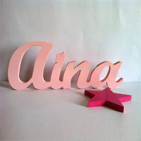 pink letters wooden letters    star   personalized  figurines miniatures