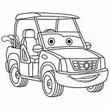Car Coloring Golf Colouring Cartoon Kids Cart Childish Cute Book Vectors Clipart Illustration Dreamstime Illustrations sketch template