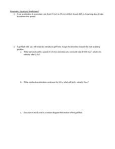 kinematics equations worksheet  worksheet    grade