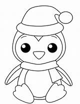 Penguin Coloring Pages Christmas Cute Sheets Kids Printable Winter Print Templates Easy Simple Santa Large Animals Baby Cut Claus Toddlers sketch template