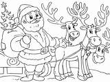 Reindeer Coloring Santa Pages Christmas sketch template
