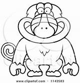 Baboon Monkey Cartoon Coloring Smiling Clipart Cory Thoman Outlined Vector Finger Drunk Dumb Graduation Holding Cap Wearing 2021 Clipartof sketch template