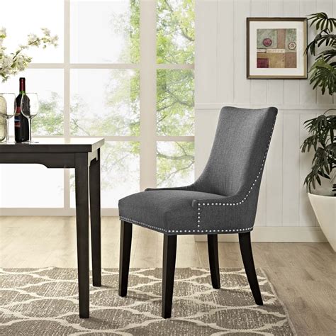 modern upholstered fabric nailhead trim parsons dining side chair