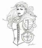 Steampunk Coloring Pages Drawing Girl Adult Girls Color Woman Fairy Book Drawings Victorian Adults Fashion Sheets Sketch Printable Getdrawings Books sketch template