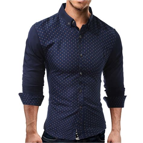 wsgyj brand  dress shirts mens polka dot stitching shirt slim fit male shirts long sleeve
