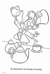 Wonderland Alice Coloring Mad Hatter Pages Tea Party Getcolorings Cup Color Printable sketch template