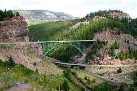 arch suspension bridge stock photo image  canyon engineering