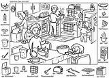 Suchbild Flüchtlinge Illustratoren Ausmalbild Kinderbuchillustration Küche sketch template