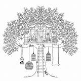 Coloring Treehouse Tree Pages Birds House Houses Adults Boomhutten Kids Colouring Bird Color Book Fun Print Printable Garden Books Adult sketch template