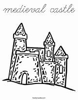 Coloring Castle Medieval Cursive Print Ll sketch template