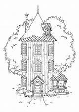 Moomin Coloring Pages House Print Kids Moomins Colouring Wallpaper Color Jansson Tove Valley Embroidery Patterns Visit sketch template