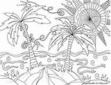 Coloring Beach Pages Summer Doodle Alley Scene Tropical Kids Adult Adults Printable Color Scenes Sheets Book Print Drawings Board Getdrawings sketch template