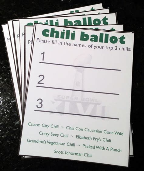 chili cook  party ballot chili cook  printable etsy