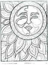Coloring Pages Summer Hippie Printable Adults Sun Moon Adult Sheets Color Trippy Colouring Print Space Mandala Drawing Book Clipart Doodle sketch template