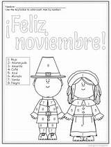 Noviembre Color Spanish Feliz Number Subject Preview sketch template