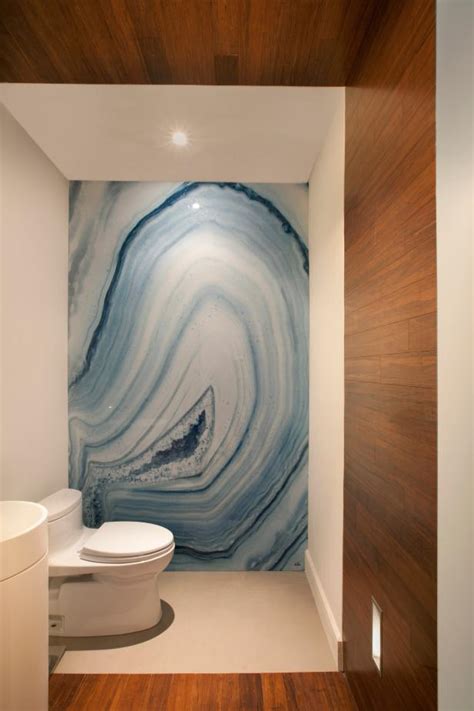 neutral modern  bathroom  blue granite accent wall hgtv