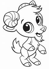 Goat Baby Cute Coloring Pages Cartoon Printable Kids Relaxing Domestic Smiling Eating Walking Mountain Animals Categories Coloringonly sketch template