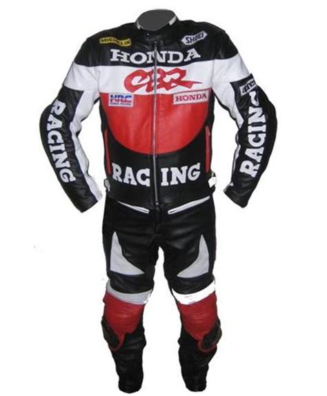 honda cbr biker racing leather suit red black