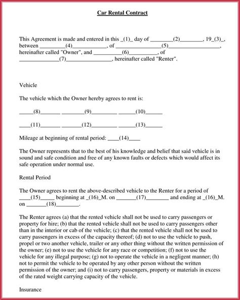 vehicle lease template