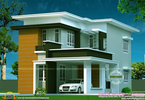 flat roof house kerala home design  floor plans