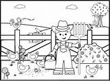 Farm Pages Coloring Colouring Kids Sheets Farmer Sheet Animals Little Activity Interesting Printable Old Thailand sketch template