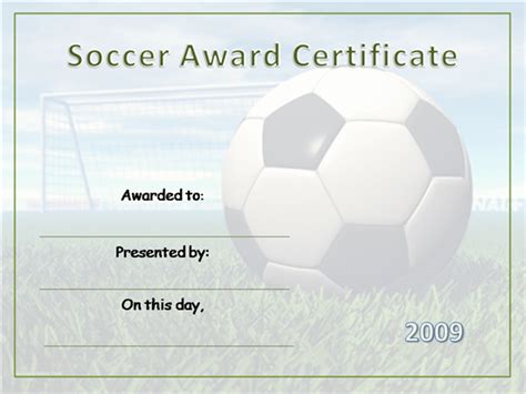 soccer award certificate templates  soccer awards awards
