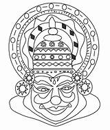 Kathakali Painting Mask Mural Face Kerala Indian Color Outline Drawing Coloring Pencil Paintings Pages Canvas Dress Visit Choose Board Kids sketch template