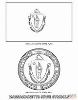 Coloring State Massachusetts Symbols Pages Printable Drawing sketch template
