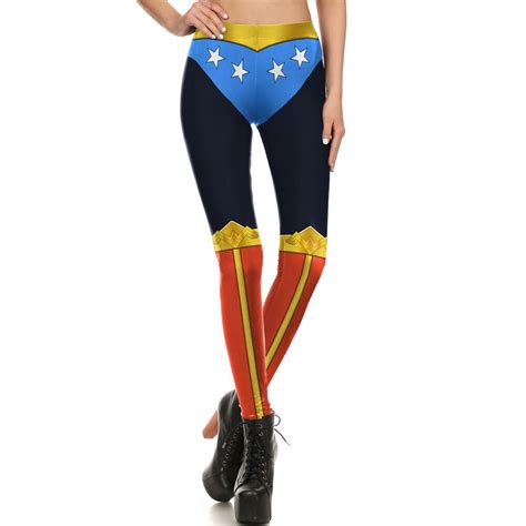 kdk1693 sexy girl comic wonder woman superhero printed elastic slim