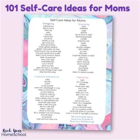 101 self care ideas for moms rock your homeschool