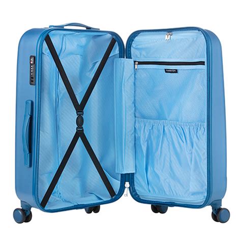 carryon skyhopper handbagage koffer cm tsa slot okoban registratie blauw blokker