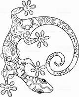 Lizard Tribal Mandalas Lagartija Lucertola Pintar Colorier Gecko Facile Tribale Decorativa Vettore Lézard Alebrijes Zentangle Ivonn111e Tareitas Animali Tatouage Aboriginal sketch template