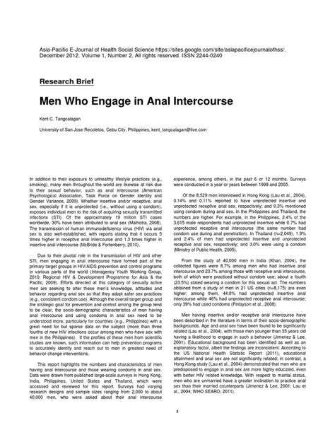 Men Who Engage In Anal Intercourse Anal Sex Sexual