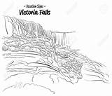 Falls Victoria Coloring Sketch Vector Zimbabwe Landmark 1300 99kb Preview sketch template