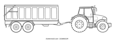 farm tractor trailer stock outline illustration immagine vettoriale