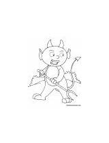 Devil Coloring Attacking sketch template