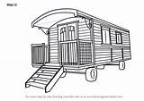 Caravan House Draw Drawing Step Houses Tutorials Drawingtutorials101 sketch template
