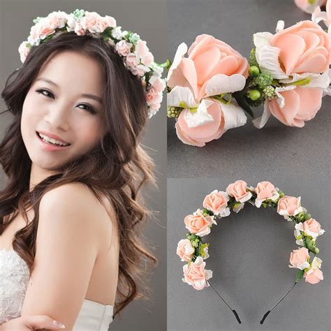 flower garland floral bridal headband hair band wedding party festival