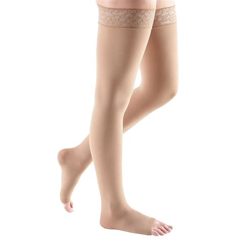 Medi Comfort Open Toe Thigh Highs W Lace Band 15 20 Mmhg Ames Walker