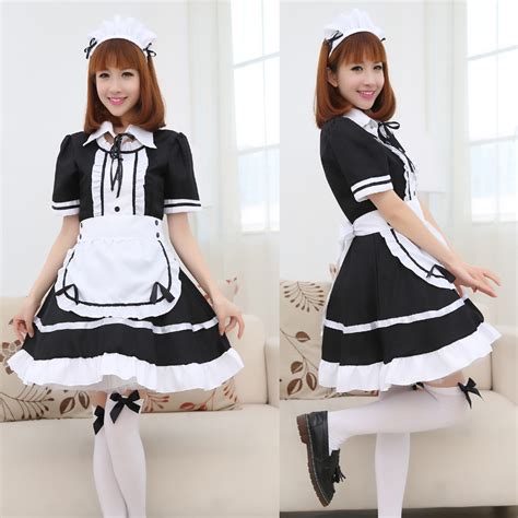 Maid Costume Anime Cosply Costume Female Size Black And White Cute
