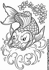 Coloring Asian Pages Adult Drawing Animal Printable Color Templates Colouring Tiger Fish Koi Popular Adults Book Getdrawings Printables Advanced Colorpagesformom sketch template
