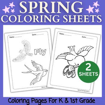 spring coloring sheets  kindergarten  st grade part