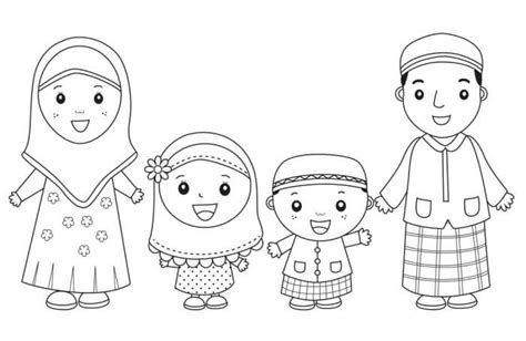 mewarnai gambar keluarga bahagia sketsa hitam putih onpos