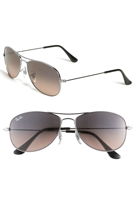 ray ban  classic aviator sunglasses  brown gunmetal gray gradient pink lyst
