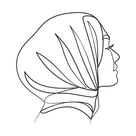 continuous line drawing of hijab girl 6050833 vector art at vecteezy
