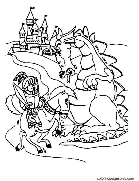 dragons  knights coloring pages